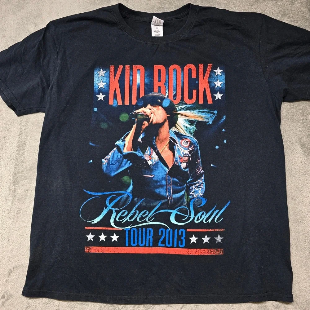 Kid Rock 2013 Rebel Soul Tour T-Shirt Mens XL Black Gildan Softstyle Concert Tee